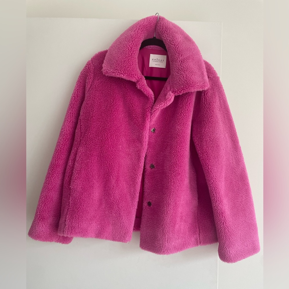 Velvet by graham and spencer pink Sherpa coat